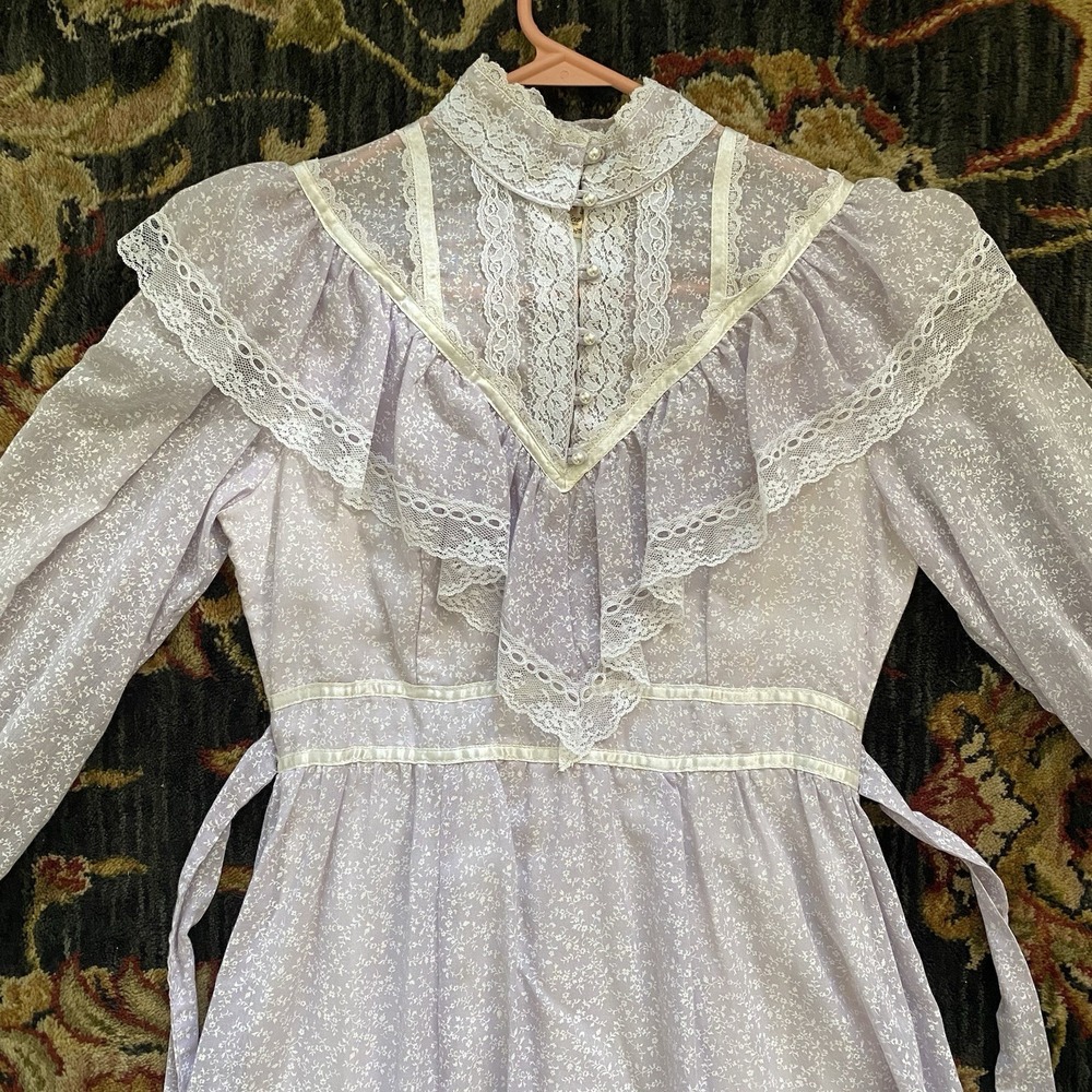 VTG'70s Gunne Sax Jessica's San Francisco Ivory Lace Prairie Pearl Size 9 Dress